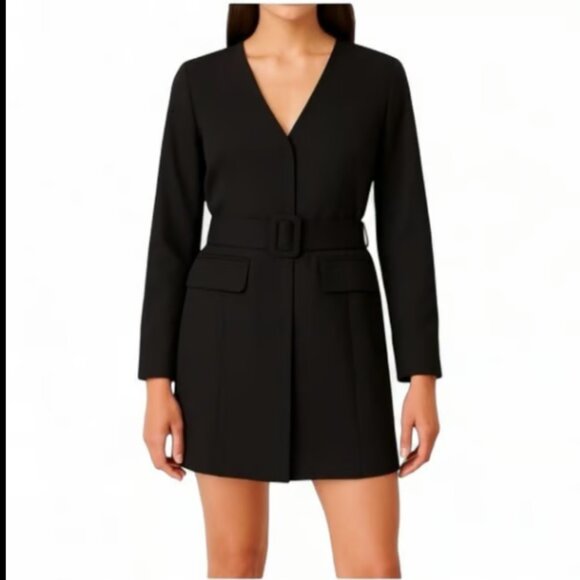 ABERCROMBIE & FITCH A&F MINI BELTED BLAZER BLACK DRESS NWOT $120 S - Picture 5 of 9